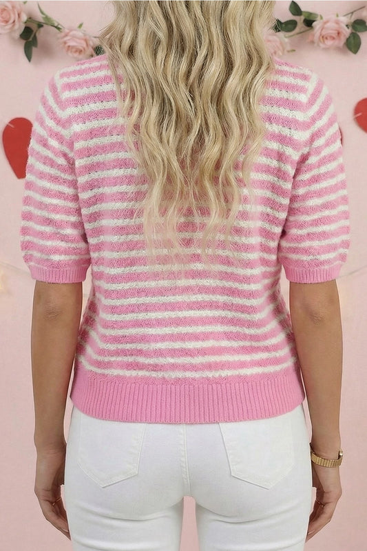 Valentine's Day Knit Contrast Bow Sweater