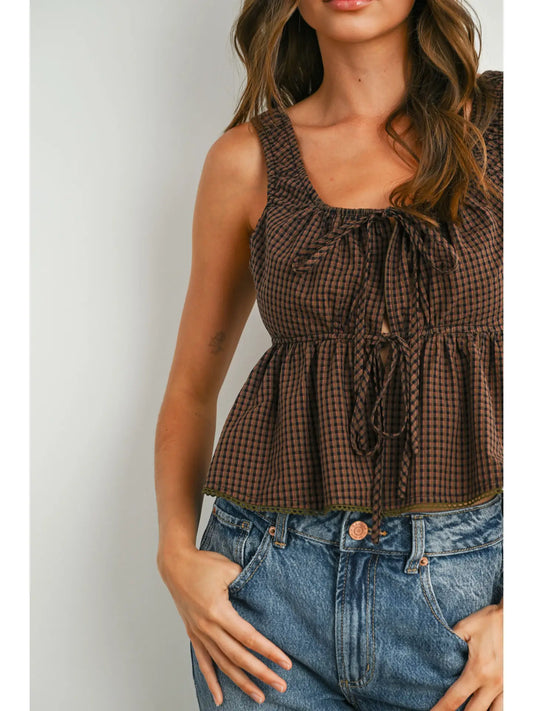 Plaid Peplum Top