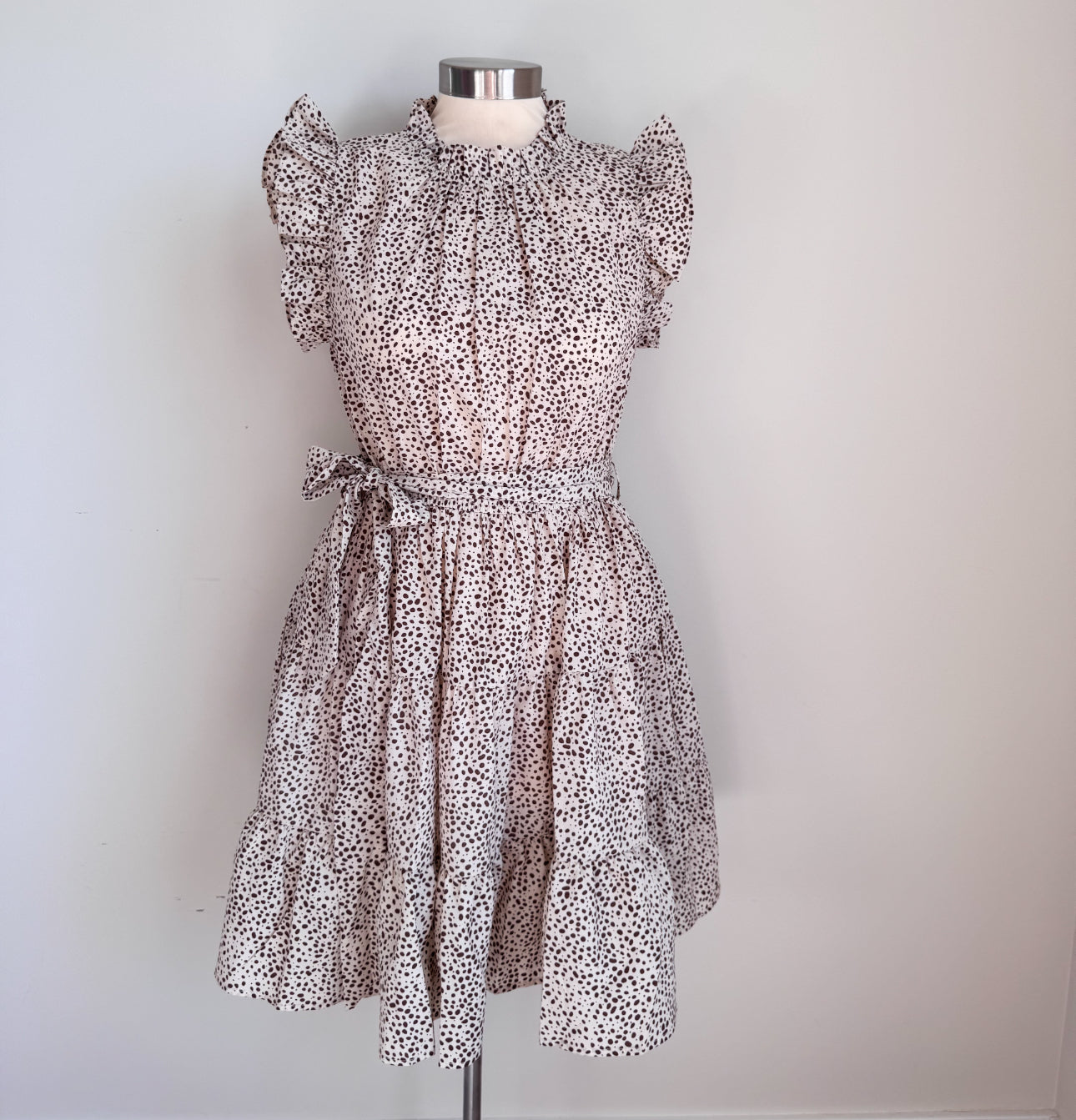 Cream Speckled tie Dress