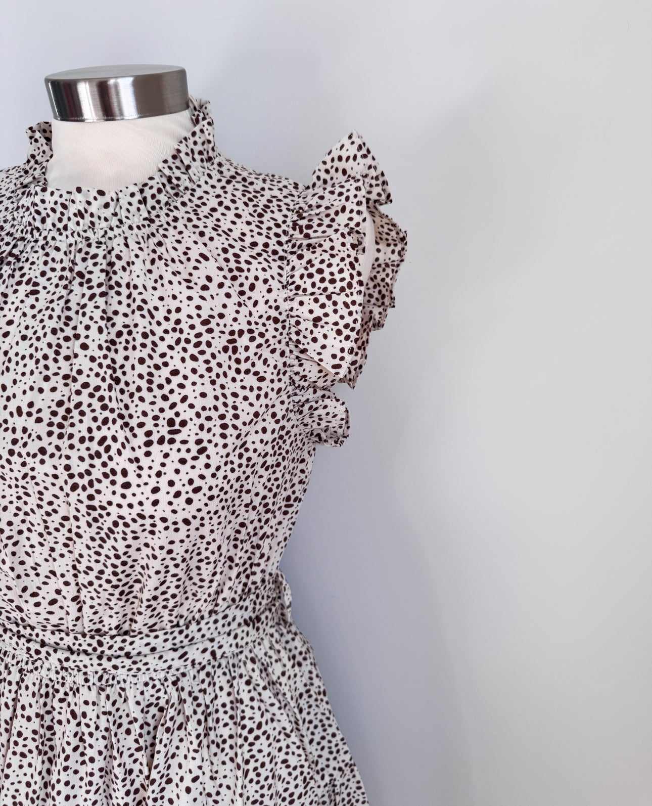 Cream Speckled tie Dress
