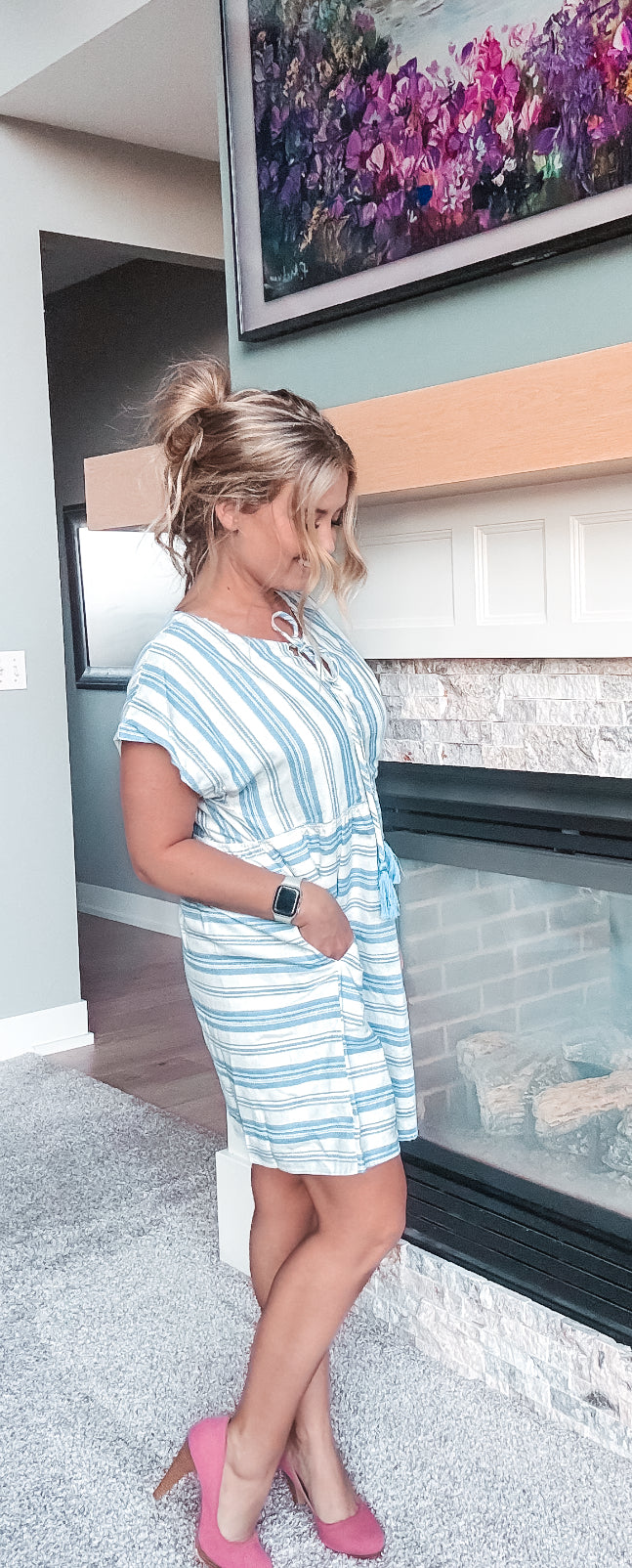 Blue white Striped Boat Dress