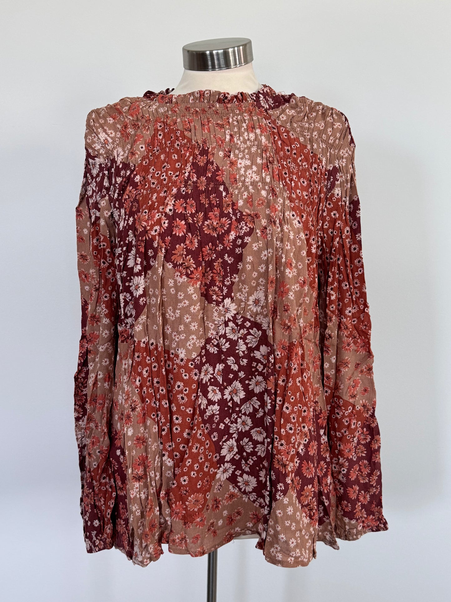 Long Sleeve Floral Patch Blouse