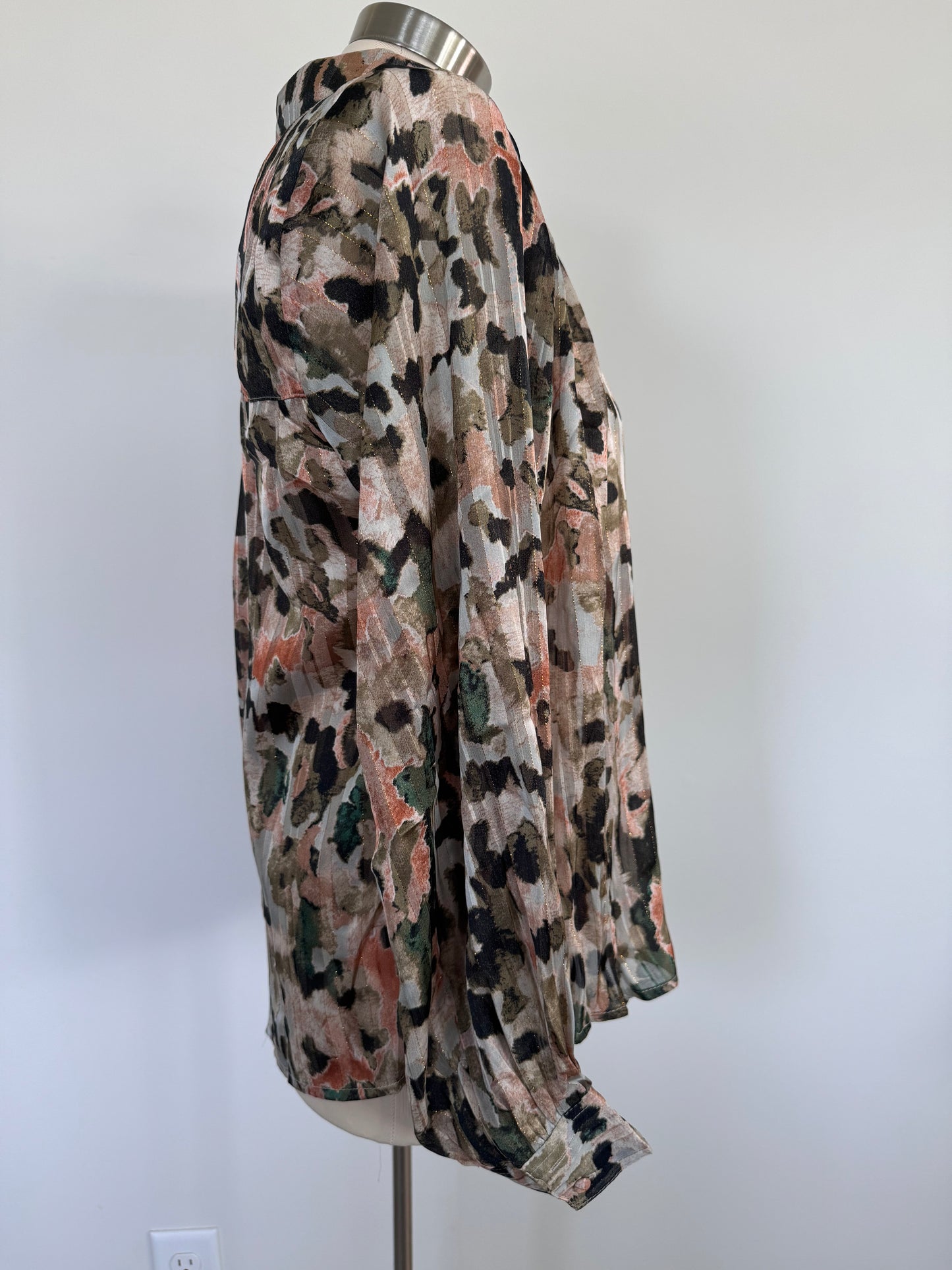 Watercolor Abstract Button Up Blouse