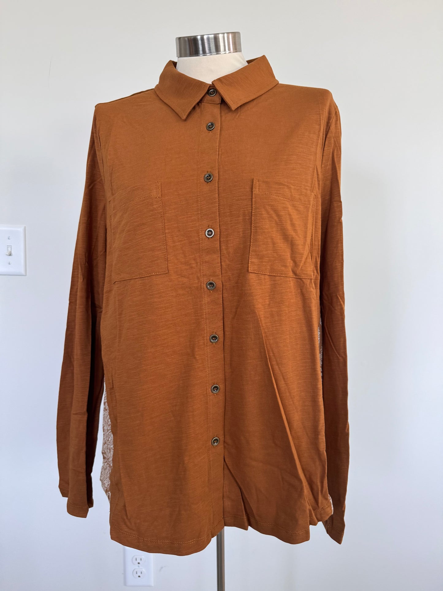 Button Down Long Sleeve with Paisley back Design
