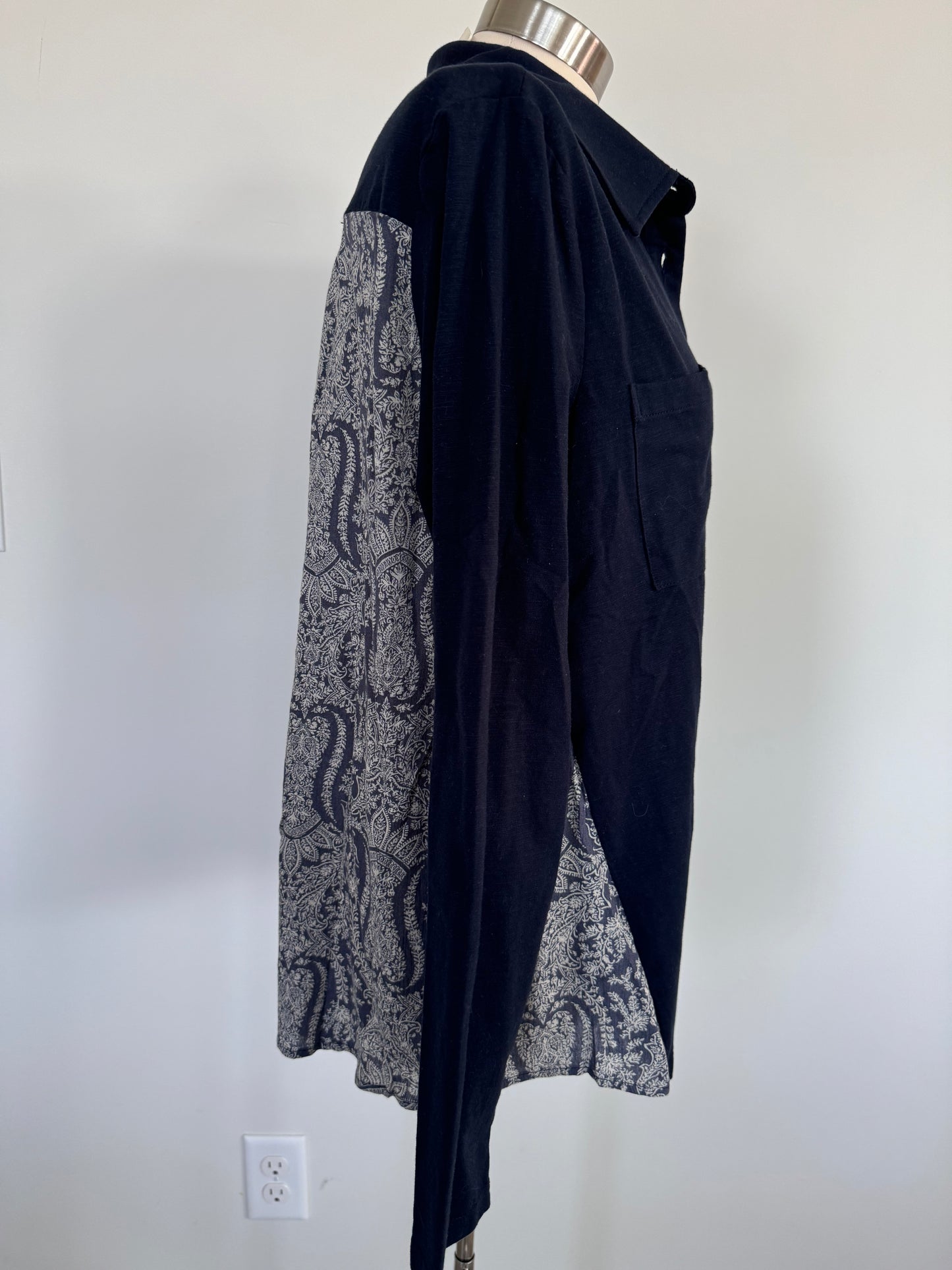 Button Down Long Sleeve with Paisley back Design