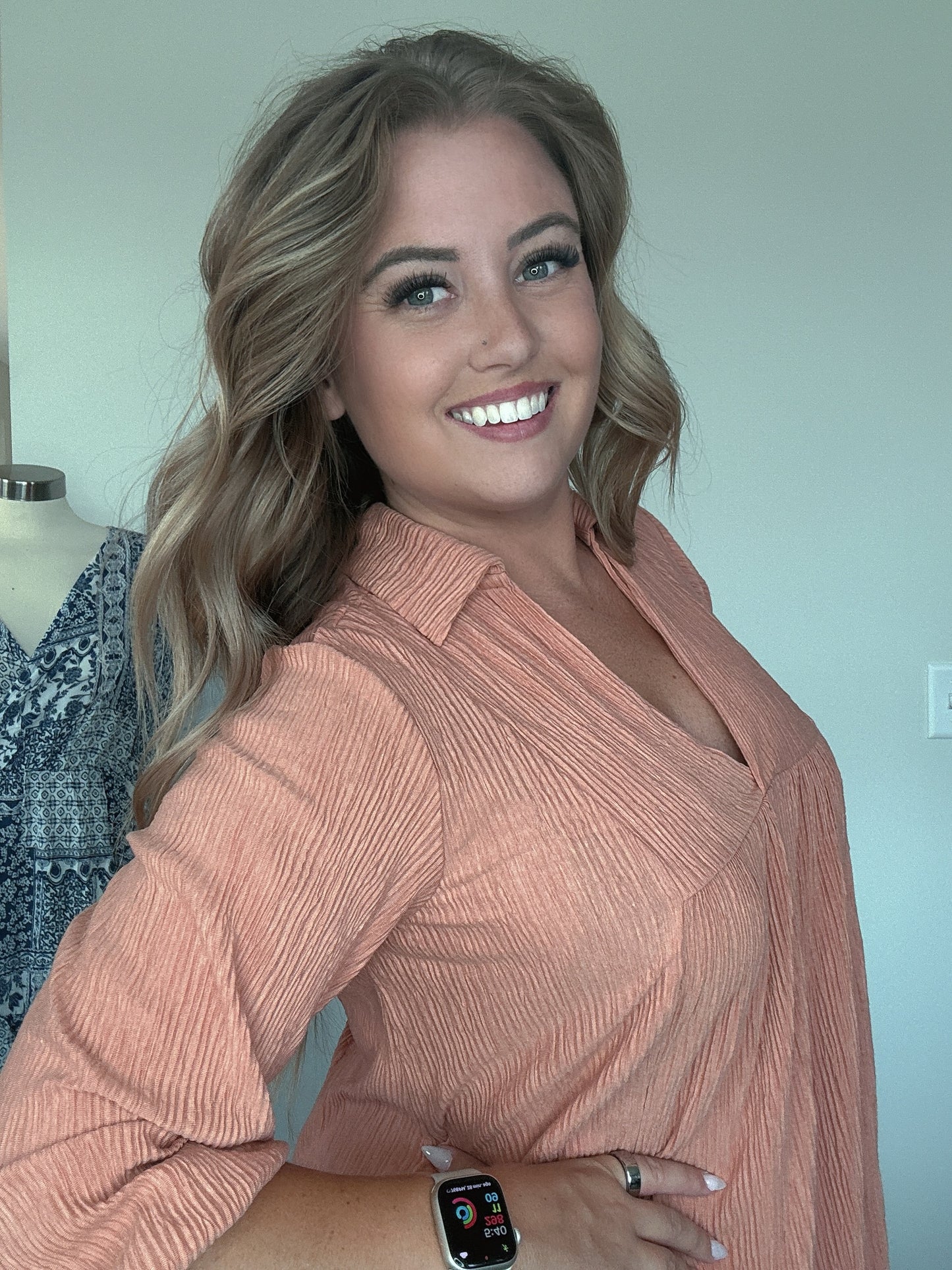 Deep V Textured Dress