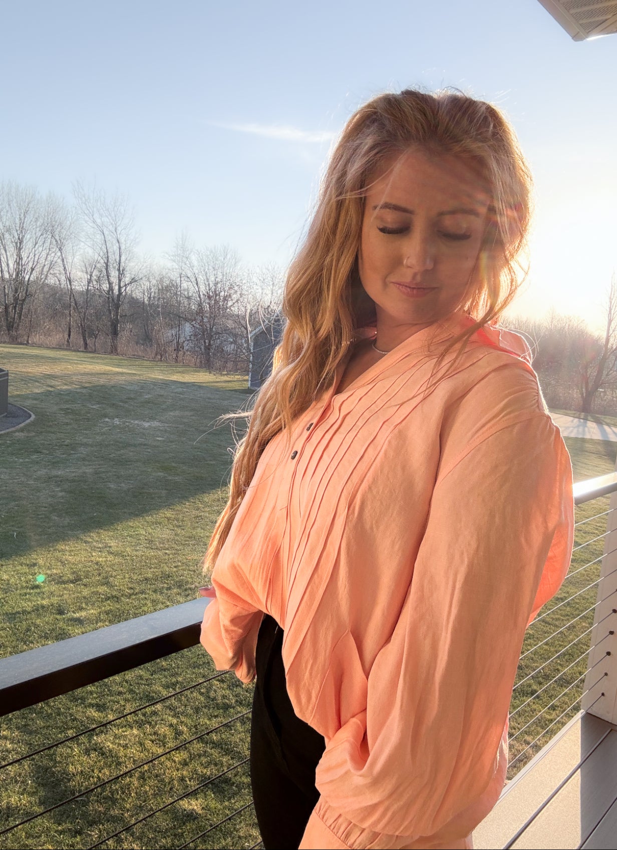 Linen 3/4 button down Top