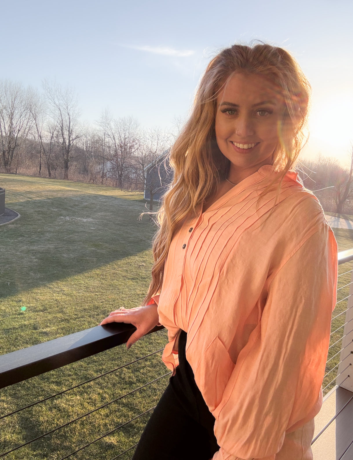 Linen 3/4 button down Top