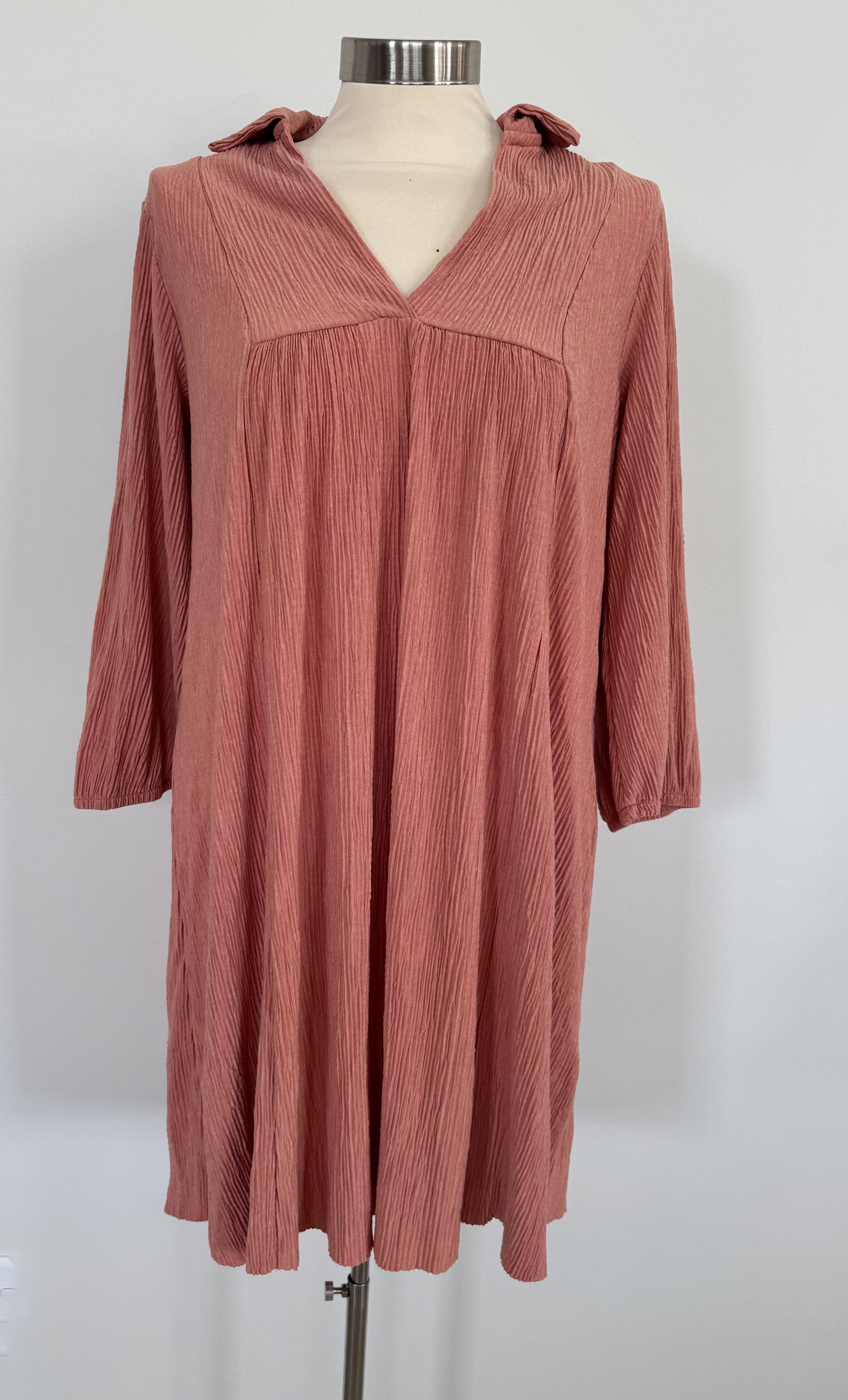 Deep V Textured Dress