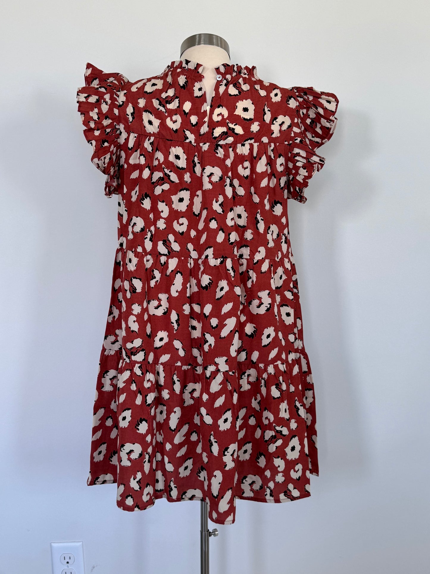 Ruffle Sleeve Stylish Cheetah Dress