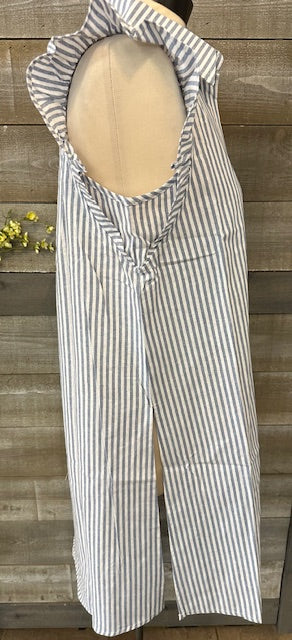 Striped Button Down Flutter Sleeve Top