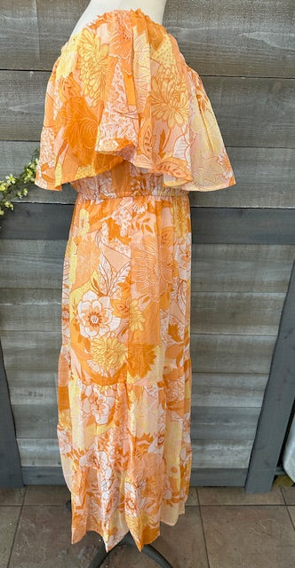 Orange Floral Maxi Dress