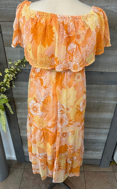 Orange Floral Maxi Dress