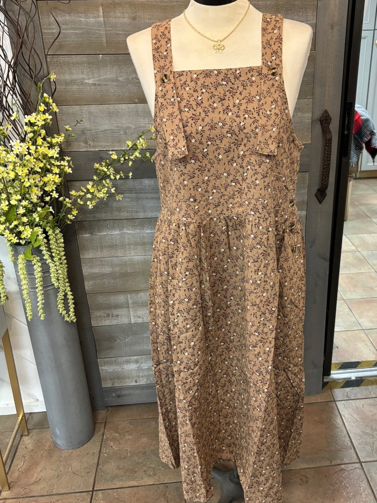 Overall floral dress best sale