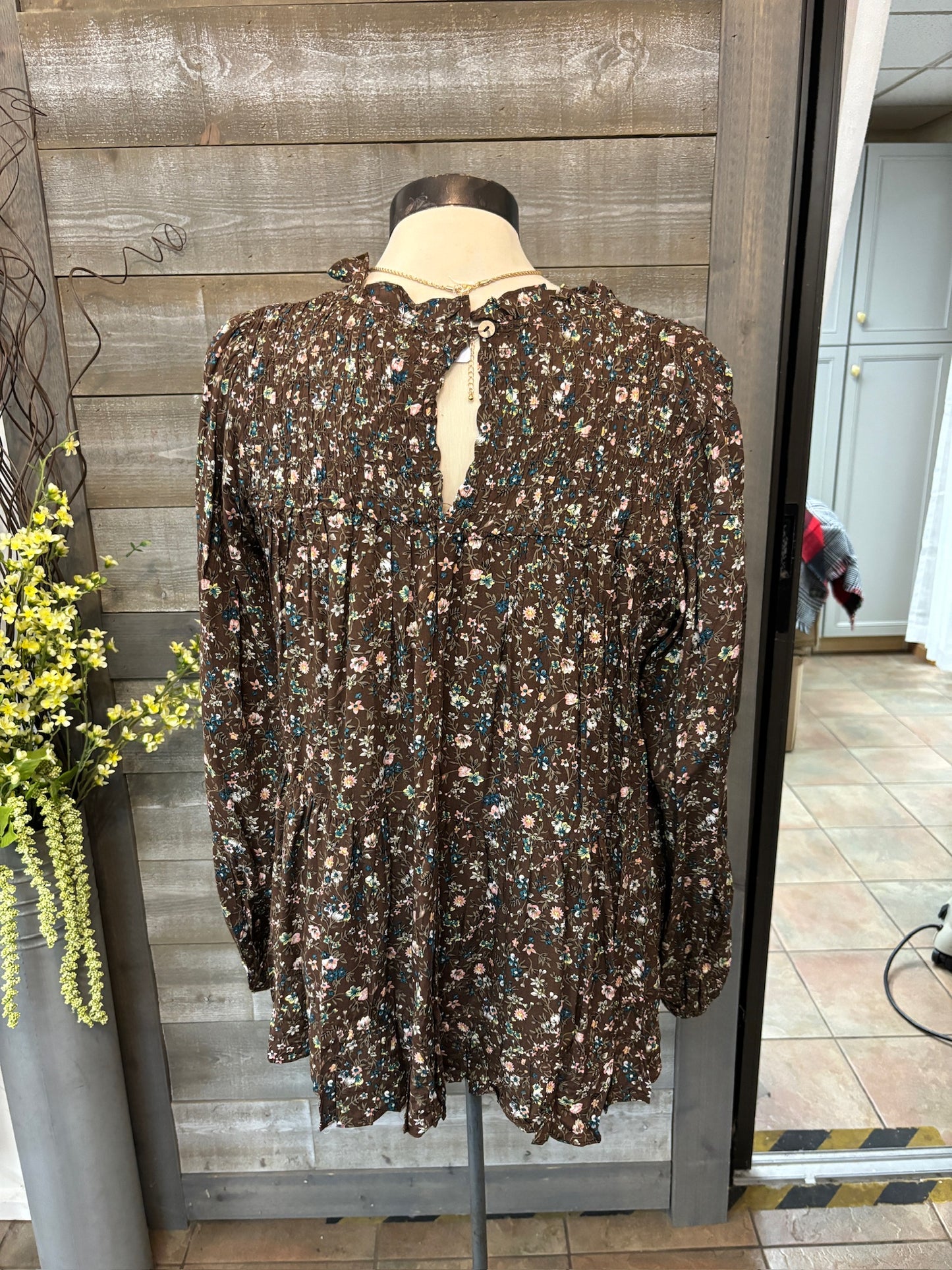 Brown Floral Blouse