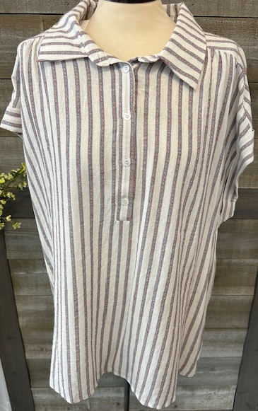 Striped button blouse