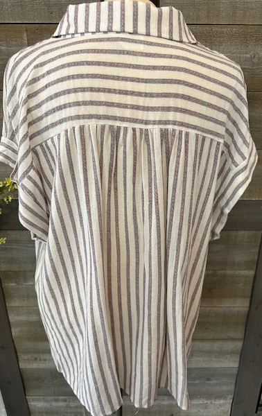 Striped button blouse