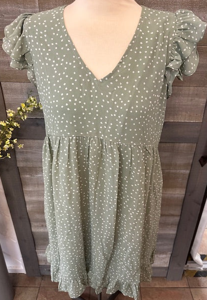 Sage Polka Dot Dress