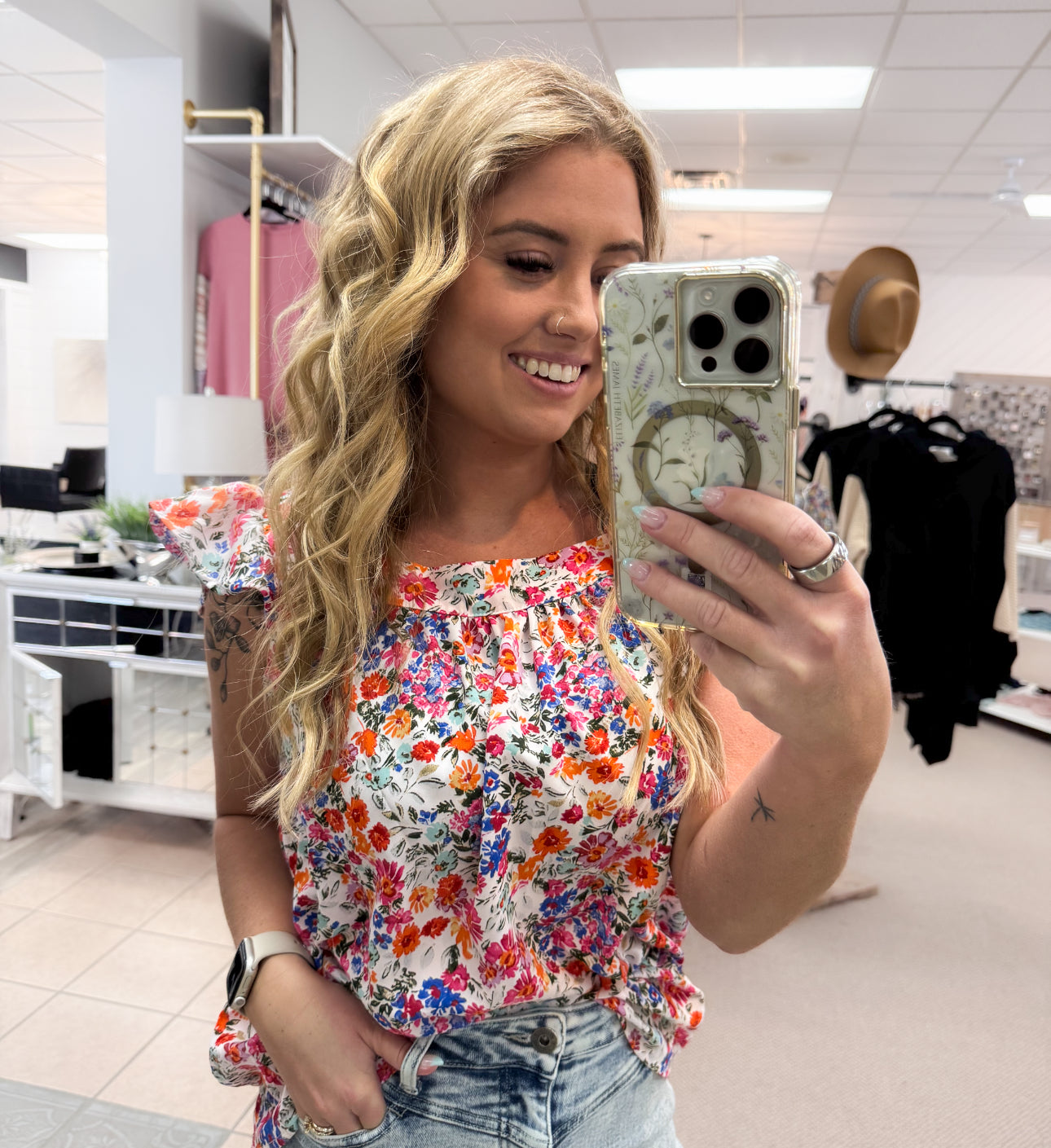 Square Neck Flutter Tank Top