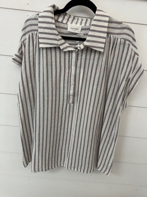 Striped button blouse
