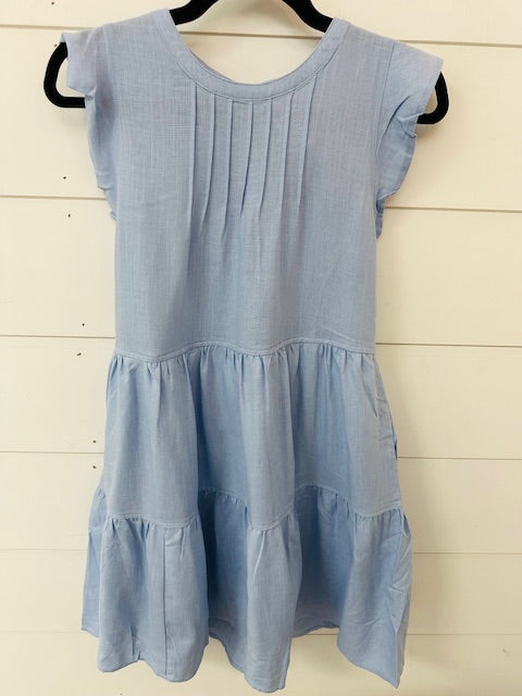 Linen Flutter Sleeve Dress  Azalea Park Fashion