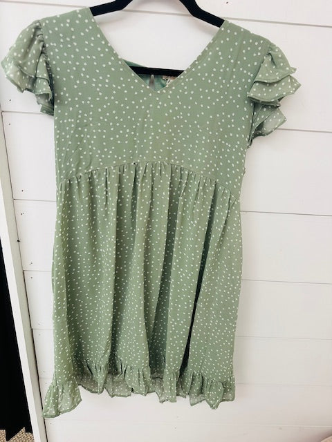 Sage Polka Dot Dress