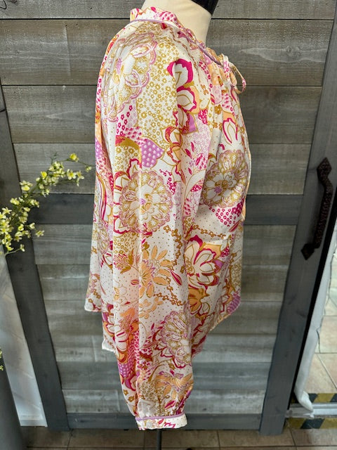 Tie Neck Floral Shirt