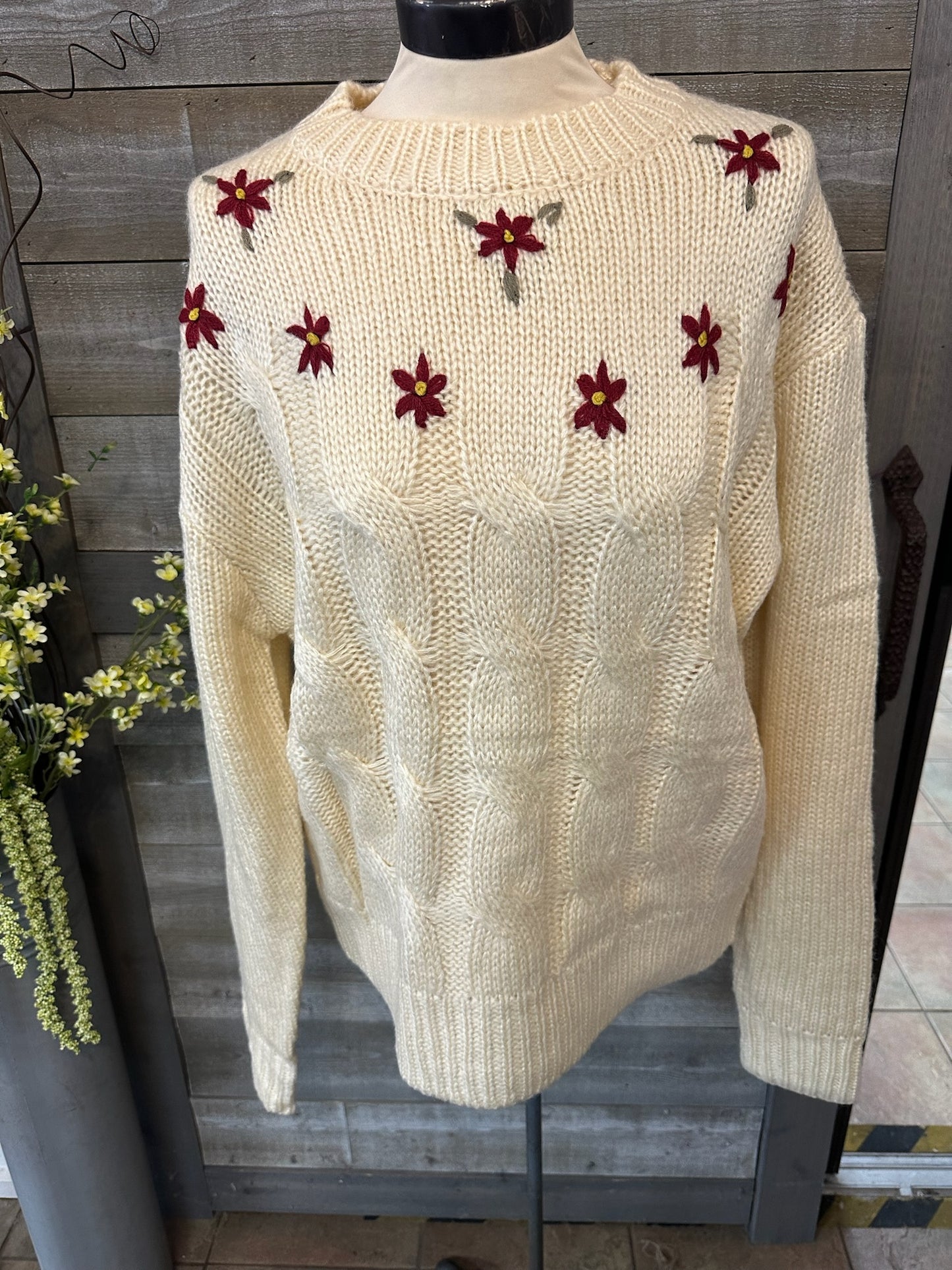 Poinsettia Knit Sweater