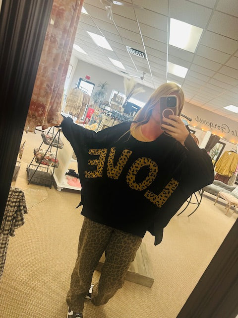 Love Leopard Patchwork Loose Top