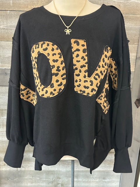 Love Leopard Patchwork Loose Top