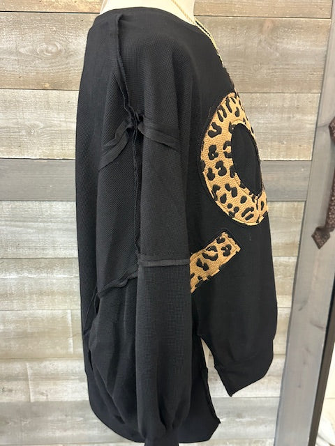 Love Leopard Patchwork Loose Top