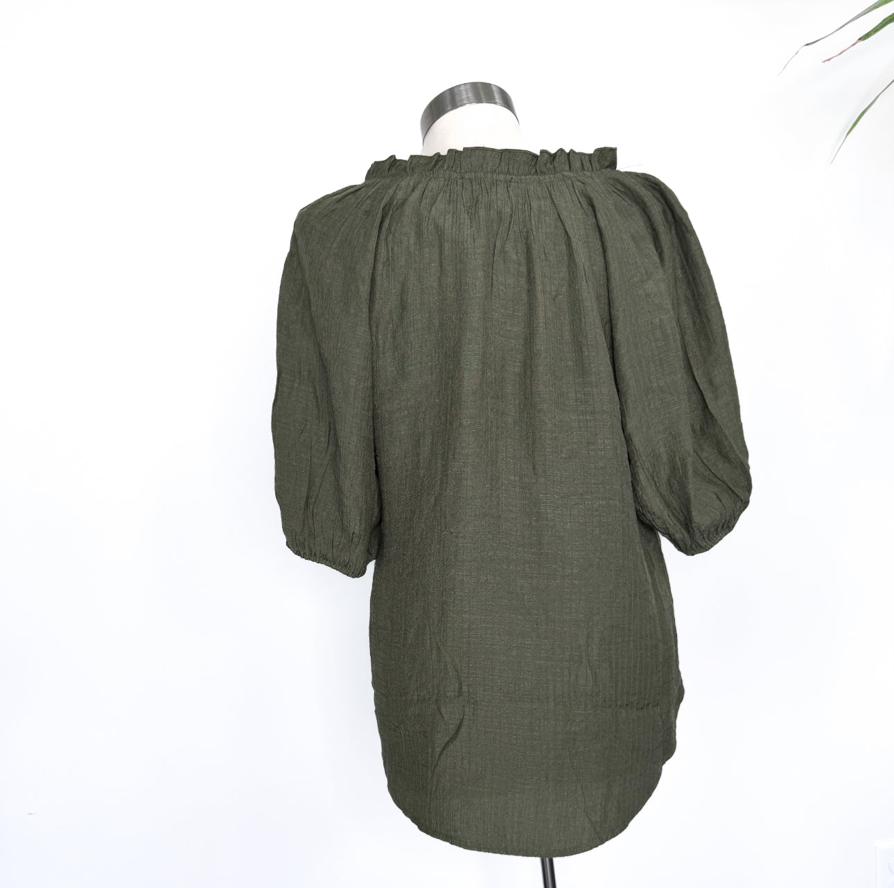 Puff Sleeve Army Green Top