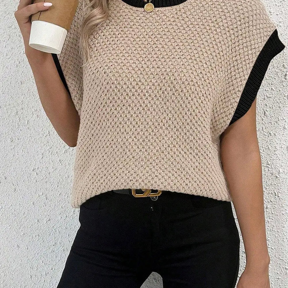 Contrast Trim Batwing Sleeve Sweater