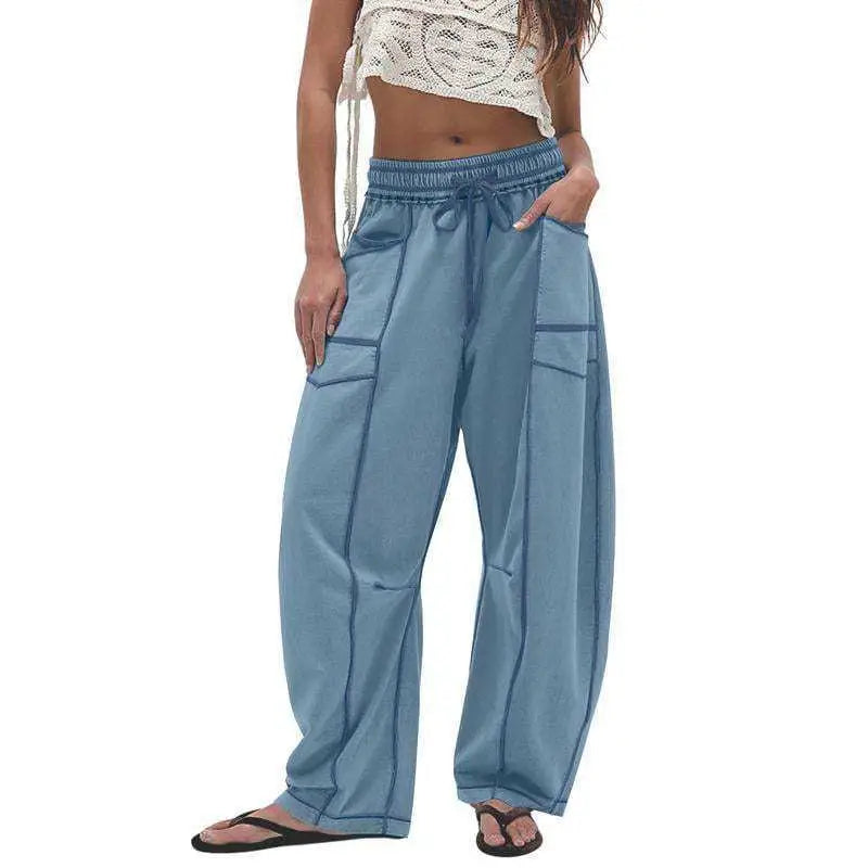 Pale Blue Loose Wide Leg Pants