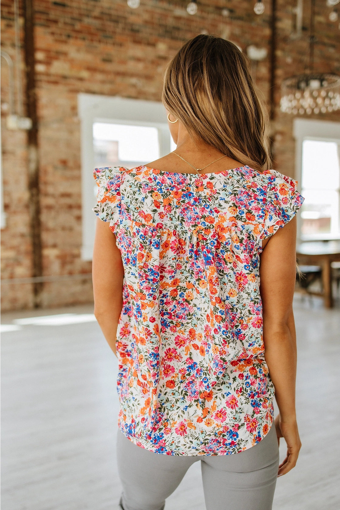 Square Neck Flutter Tank Top