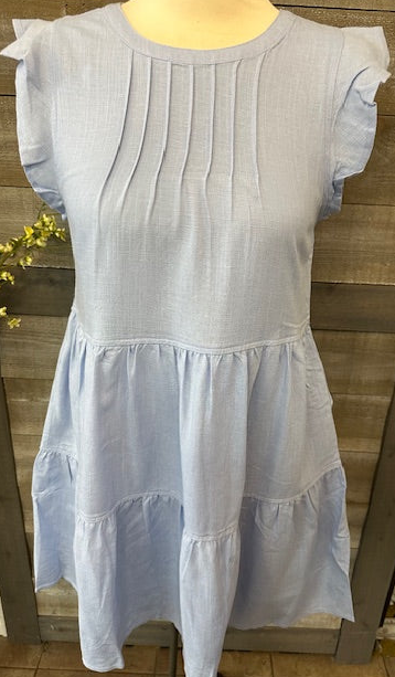 Linen Flutter Sleeve Dress