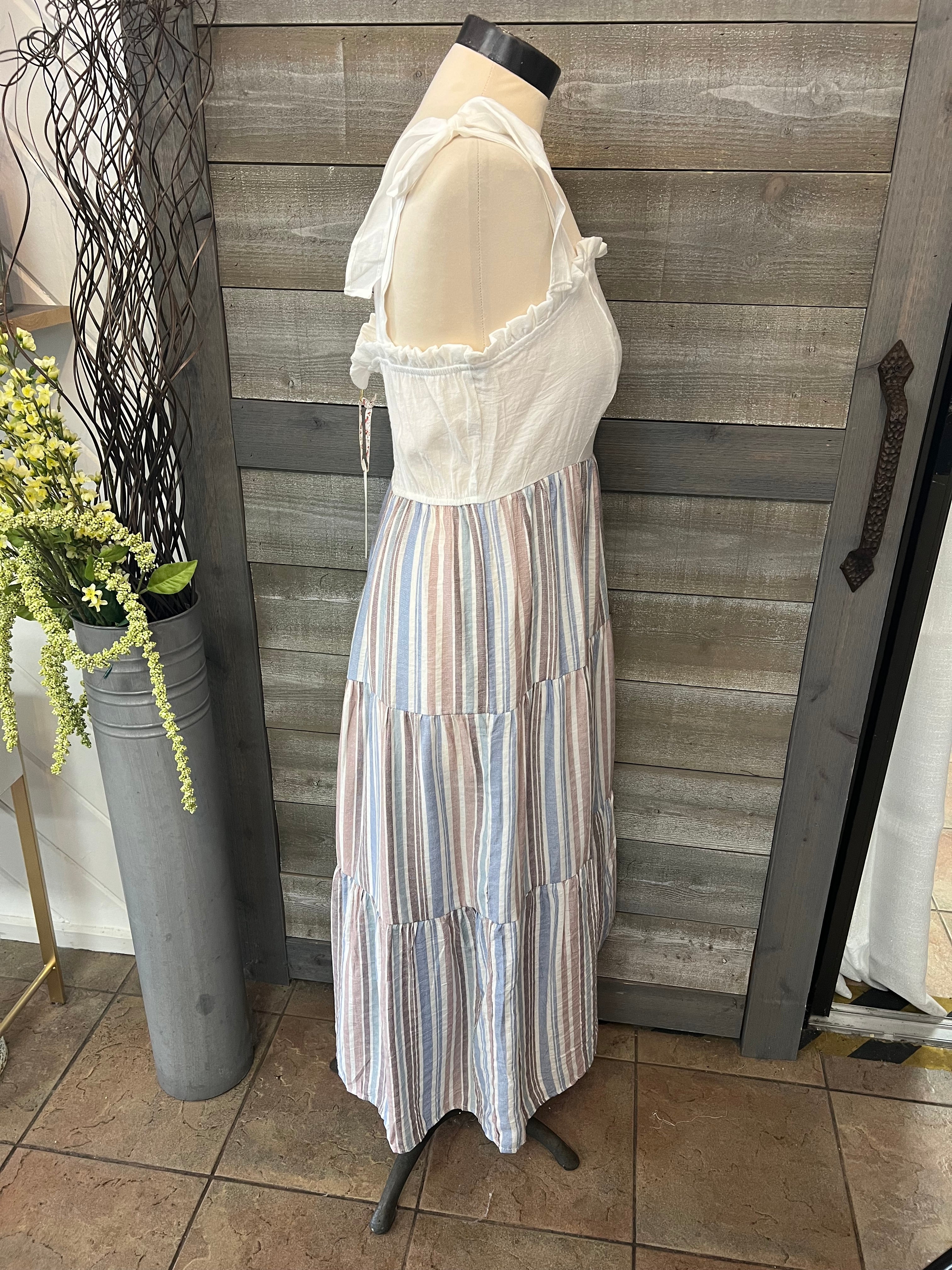 Stripe Bow Strap Dress