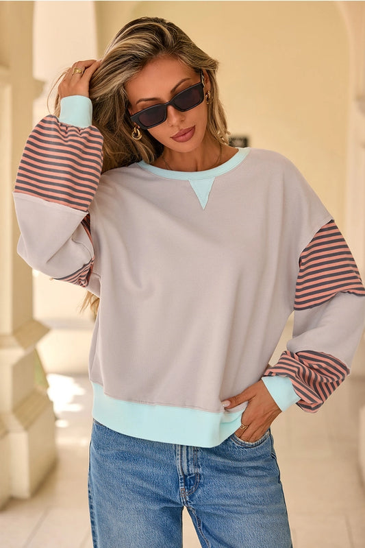 Striped Sleeve oversized Sweater