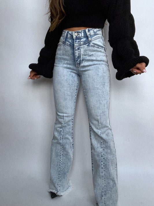 Keep Up Flare Acid Wash Jeans