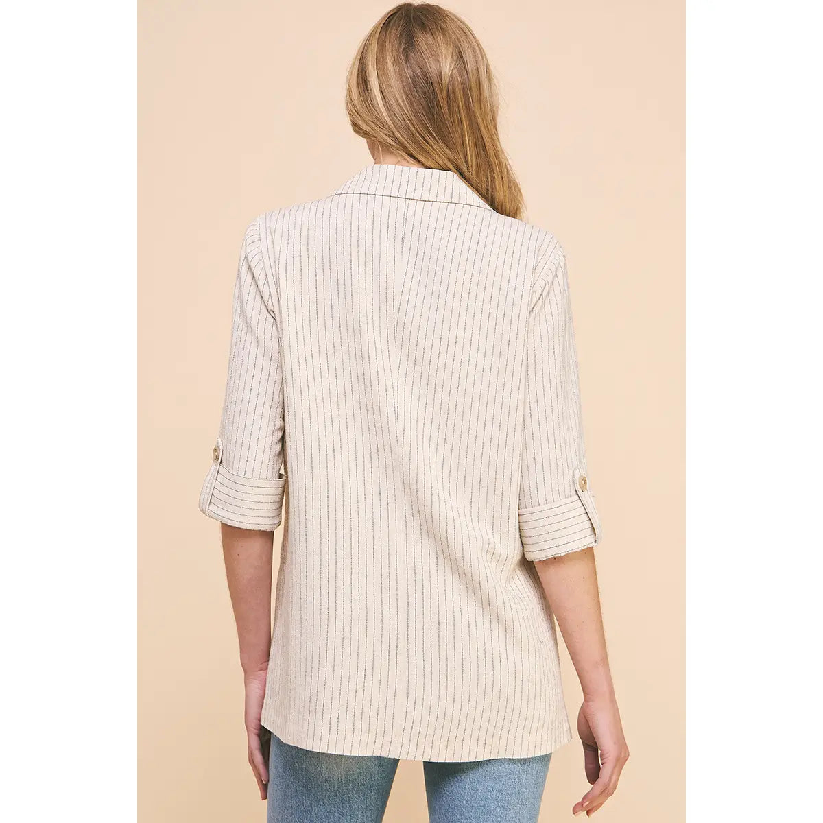 Pin-Striped Soft Linen Jacket