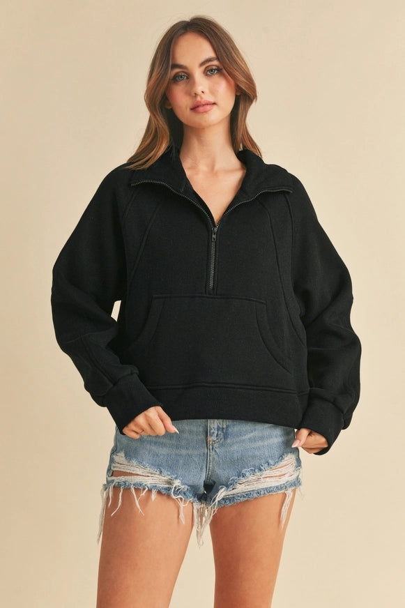 Quarter Zip Cropped Hoodie