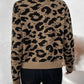 Leopard Print Bowtie Knitted Cardigan
