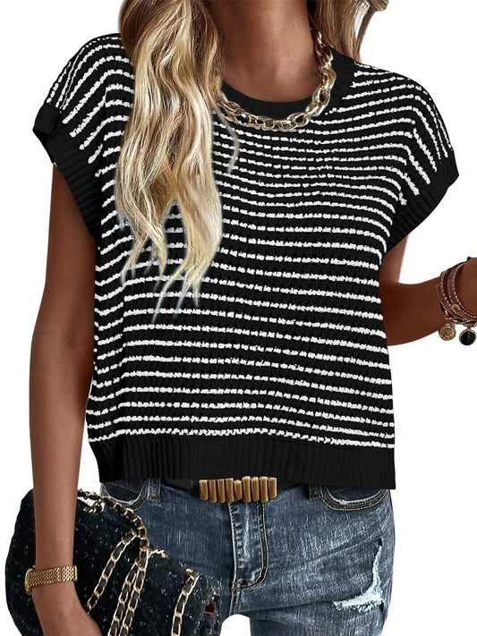 Crewneck Knitted Striped Top