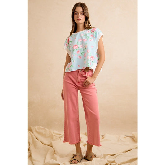 Floral Terry Open Back Top