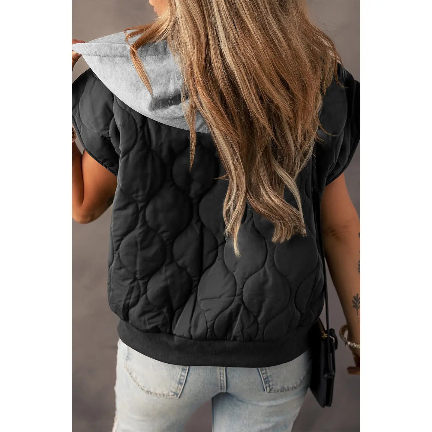 Quilted Drawstring Hooded Puffer Vest