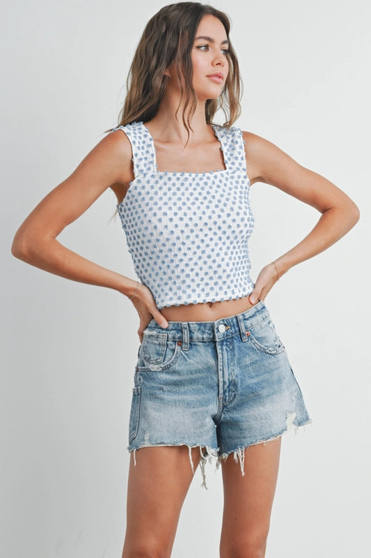 Dotted Sleeveless Stretchable Tank Top