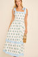 Floral Print Midi Dress with Tie Shoulder Straps