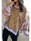 Stripe Leopard Side Slits Sweatshirt
