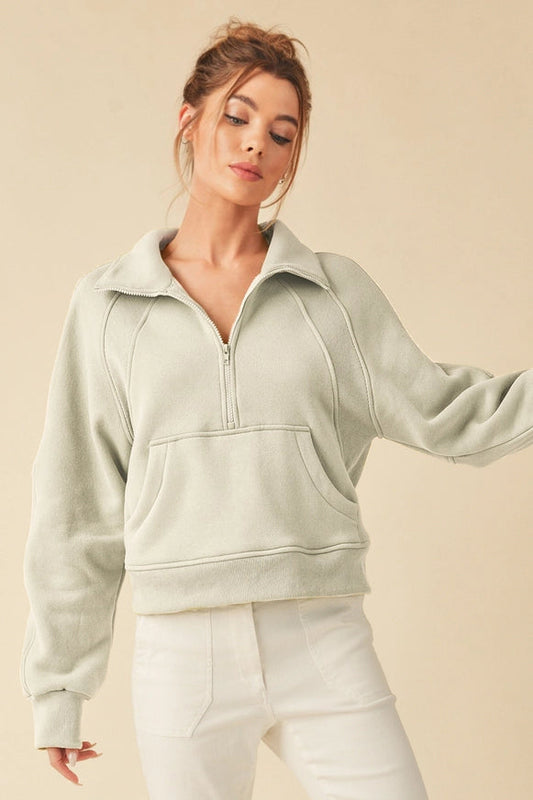 Quarter Zip Cropped Hoodie