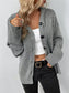 Solid Color Hooded Drawstring Knit Cardigan